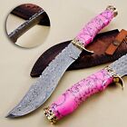 HANDMADE DAMASCUS STEEL HUNTING BOWIE KNIFE WITH TURQUOISE HANDLE GIFT FOR HIM