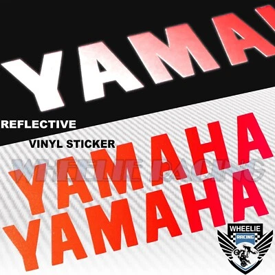 PAIR 8" FENDER FUEL GAS TANK STICKER REFLECTIVE LOGO VINYL DECAL FOR YAMAHA RED - Image 1 of 3