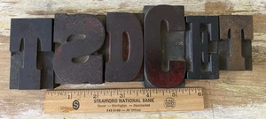 Antik Vintage Buchdruck Holz Schnitte Blöcke Buchstaben Schrift alte Schrift 2-3" - Bild 1 von 8