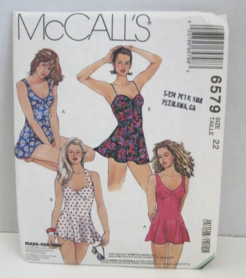 McCall's 6579 One Piece Swimsuits w/ Flared Skirt Misses' 22 Pattern Uncut - Image 1 of 2