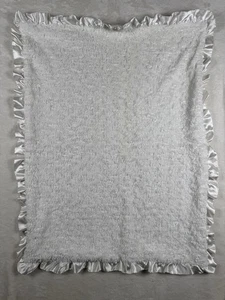 First Impressions Baby Blanket White Minky Swirls Satin Trim Unisex 36x29 - Picture 1 of 11