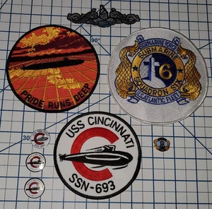 Lot of 8 USS CINCINNATI SSN-693 Patches, Dolphins & Challenge Coins US Navy USN - Bild 1 von 5