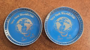 1964-65 New York World’s Fair Souvenir Unisphere Coasters / Ash Tray - Lot of 2 - Picture 1 of 6