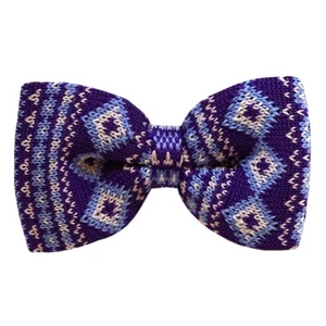 Men's Purple And Steel Blue With Designs 2.75 W And 4.75 L Inch Knit Pre-Tied - Picture 1 of 3