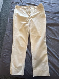 White Label Cream Oxford Fit Trousers by the White Company Size 14 with Slits - Picture 1 of 2
