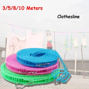 Windproof Non-Slip Washing Clothesline Indoor / Outdoor Travel Clothes Line Rope - Picture 1 of 8