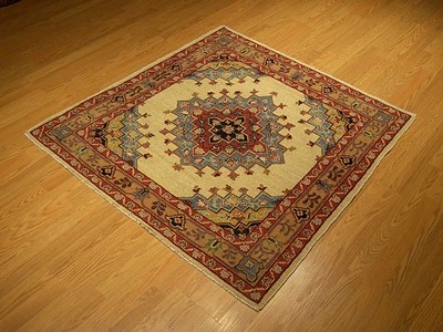 4.2 x 4.1 Handmade Fine Quality Afghan Caucasian Rug _Veggie Dyed Hand Spun Wool - Image 1 of 4