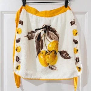 Vintage Half Waist Cloth Apron Yellow Gold Fruit 70s 80s New Without Tags - Picture 1 of 2