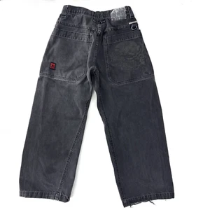 Jeans De Colección Jnco Para Hombres 28x28 Desteñidos Negros Sueltos Años 90 Corona Calavera Y2K Pierna Ancha - Imagen 1 de 16