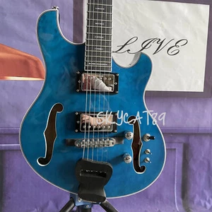 Venta caliente Guitarra Eléctrica Languedoc 6 Cuerdas Azul Acolchada Tapa de Arce Piezas Cromadas - Imagen 1 de 7