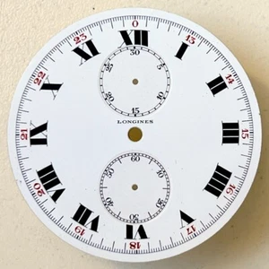 LONGINES CAL. 19.73N CHRONOGRAPH POCKET WATCH ENAMEL DIAL NOS n6 - Picture 1 of 3