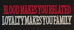 BLOOD MAKES YOU RELATED Embroidered Jacket Vest Tab Patch Funny  Biker Emblem - Picture 1 of 4