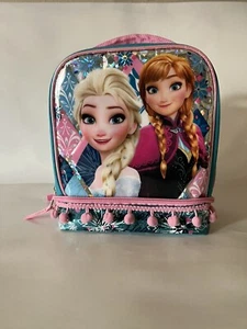 Disney Frozen Lunch Box Insulated Pink Tassels Silver Interior Lining Very Good! - Picture 1 of 6