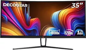 35-Inch Curved Ultrawide Monitor - Stunning WQHD, 120Hz for Gamers & Creatives - Picture 1 of 11