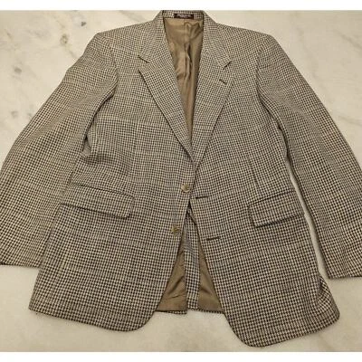 Evan-Picone Colorado Suit Jacket Men 42 Beige Two-Button Houndstooth Wool Blazer - Image 1 of 4