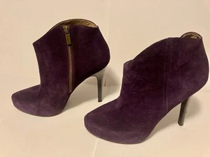 JESSICA SIMPSON Size 9 Wine Velour Fabric High Heel Booties Boots 4.75" - Picture 1 of 3