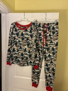 Pajamarama Women's Size Small Pajama 2 Piece Set Oat Multi NWT Christmas Tree - Picture 1 of 16
