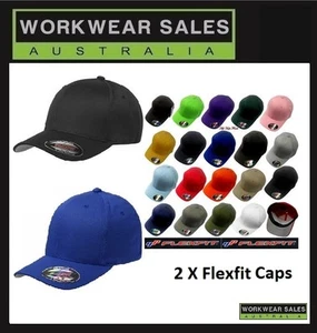 Flexfit Perma Curve Cap x 2. Hat. Full Range Mens Womens Unisex 6277 Fitted. - Picture 1 of 1