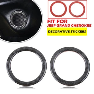 Real Carbon Fiber Front Door Sound Speaker Trim Ring For Jeep Grand Cherokee BI - Picture 1 of 6