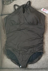 Costume da bagno monospalla multidirezionale marrone un pezzo più 3x collo alto - Foto 1 di 18
