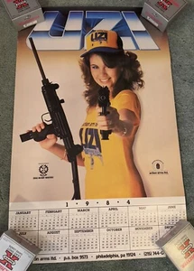 Póster calendario Uzi 1984 raro, Action Arms Ltd. Israel Military Industries - Imagen 1 de 9