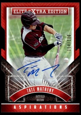 2015 Panini Elite Extra Edition Aspirations Die Cut Autographed Prospects Tate - Image 1 of 2