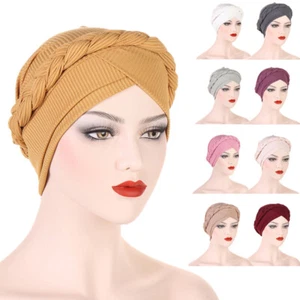 Mujeres Trenzas Cabeza Envoltura Gorro Hiyab Sombreros Musulmanes Islámicos Turbante Gorros Gorra Quimioterapia - Imagen 1 de 37