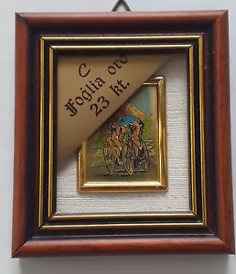 Quadro dipinto so folio di oro 23 Kt ciclismo - Foto 1 di 3