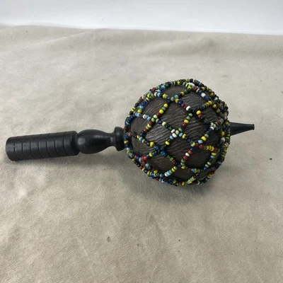 Agitador de Maraca con Cuentas Único Instrumento de Percusión de Madera y Coco 12" Africano Foto 1 de 4
