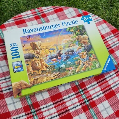 Ravensburger Puzzle 100 Piece Savannah Jungle Waterhole Kids Animal Puzzle - Image 1 of 4
