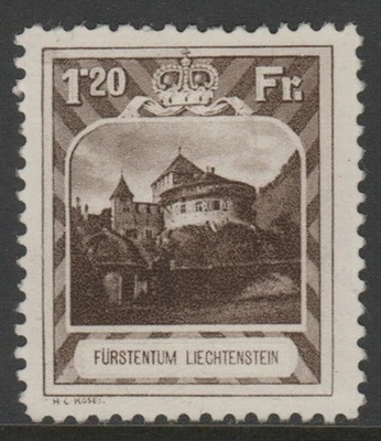 Лихтенштейн 1930 1fr Вадуц замок Sc 105 MNH VF CV $290 + - Изображение 1 из 2