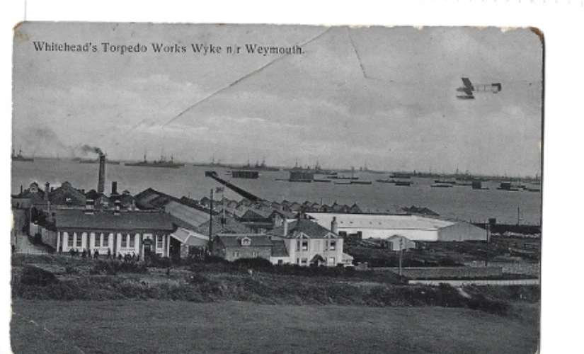 Printed postcard the Whitehead torpedo works wyke Weymouth Dorset - Image 1 of 1