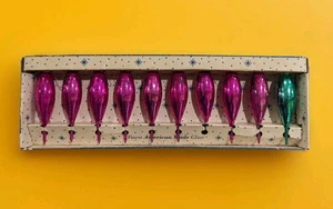 Vintage Paragon Träne Eiszapfen Weihnachtsschmuck rosa & grün 1 defekt - Bild 1 von 9