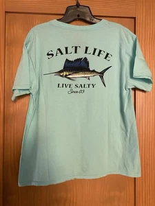 Salt Life Jungen Live Salty Sailfish türkis Baumwolle T-Shirt neu mit Etikett Größe XL - Bild 1 von 3