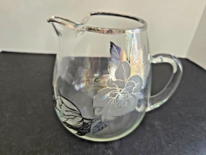 Rockwell Glaskrug Vintage Jugendstil Sterling Silber Überfang Pfingstrose "wie besehen" - Bild 1 von 12