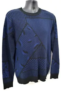 The Narrows Spell Out Sweater Black Blue Crew NECK PULLOVER jumper Mens M L NEW - Picture 1 of 5