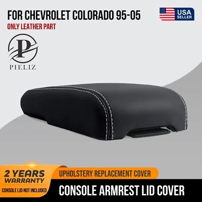 Cubierta de reposabrazos de consola de cuero para Chevrolet Colorado 1995-2005 puntada blanca Foto 1 de 4