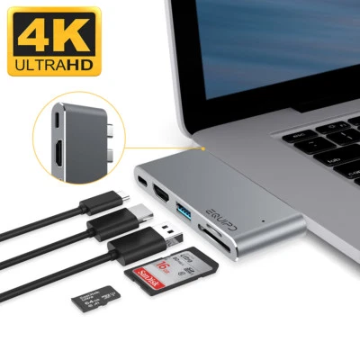 Aluminum USB-C Hub w/4K HDMI, Thunderbolt 3, USB 3, Card Reader for Macbook Pro - Image 1 of 4
