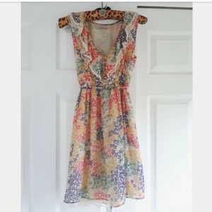 Darling Boutique Womens Floral Ruffle Mini Cocktail Dress with tie belt Size XS - Picture 1 of 2