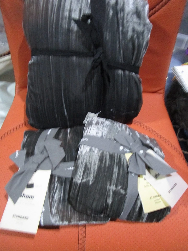 West Elm Crinkle Velvet Duvet Cover full queen 2 standard shams slate New - Image 1 of 1