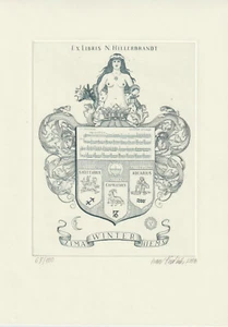 Grabado erótico original edición limitada exlibris "Invierno" de KOVACIK IVAN - Imagen 1 de 1