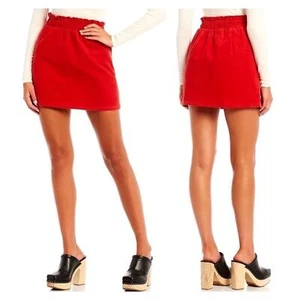 Copper Key Corduroy Paperbag Waist Mini Skirt Red NWT XL - Picture 1 of 7