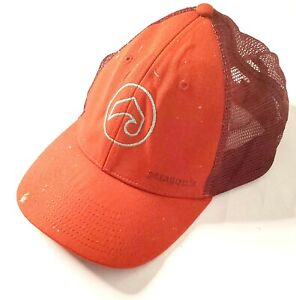 Patagonia Mens Embroidered Logo Mesh Snap Back Trucker Hat Baseball Cap Brick