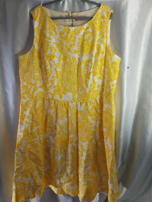 Vestido eliza J talla grande 24w amarillo multicolor sin mangas floral mezcla lino Foto 1 de 4