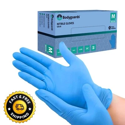 Bodyguards Nitrile Gloves Disposable Blue GD18 Powder & Latex Free S M L 100 200 - Image 1 of 4