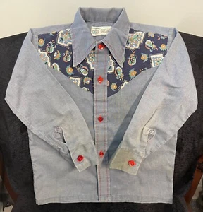 VINTAGE 1970s Kmart Children's Button Up Long Sleeve Western Style Shirt Size 6 - Picture 1 of 3