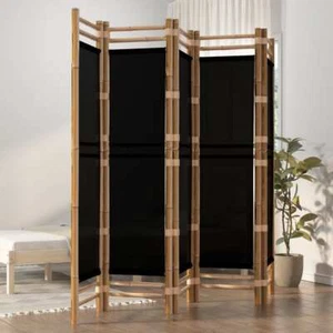 NNEVL Folding 5-Panel Room Divider 200 cm Bamboo and Canvas - Bild 1 von 9