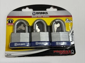 3 Pack Brinks Boron Steel Shackle Padlocks - 1-3/8" (35mm) - NEW - Picture 1 of 6