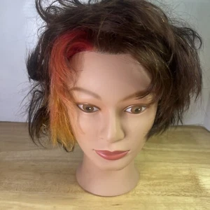 Miss Suzie-Kin Kosmetik Schaufensterpuppenkopf 100 % Echthaar rot gelb Haar Stylis - Bild 1 von 5