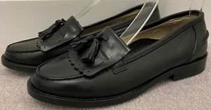 Zapatos mocasín sin cordones RUSSELL & BROMLEY de cuero negro borla detalle frontal EU37 REINO UNIDO - Imagen 1 de 8